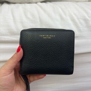 Tory Burch Black Pebbled Leather Wallet